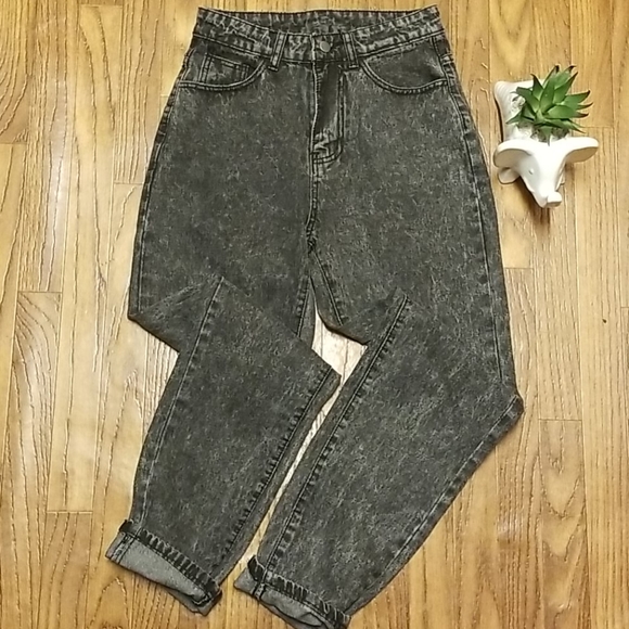 SHEIN Denim - SHEIN acid wash high rise mom gen z jean